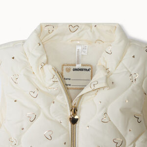 Mouwloze donsjas met gouden hartjesprint voor meisjes 