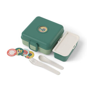 Personaliseerbare lunchbox 850ml Snacky met bestek Forest Groen 