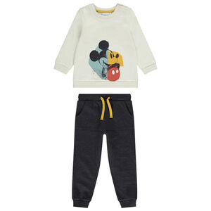 Joggingpak van gekaard molton sweater met Mickey Disney-print + joggingbroek voor babyjongens 