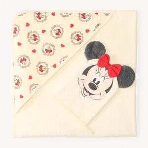 Set van badcape + speelse washand Minnie Disney voor meisjesbaby. 