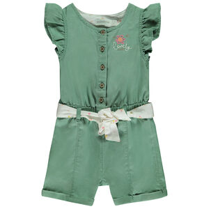Uni combishort met bedrukt ceintuur om te knopen voor baby meisje 