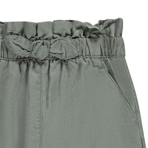 Brede effen broek met knoopeffect voor meisjes 