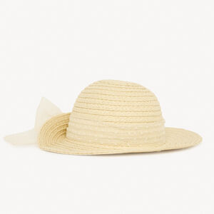 Straw hat met grote strik voor babymeisjes 