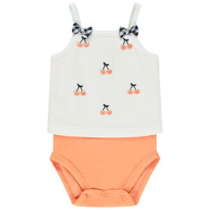 Body à bretelles avec broderies pour bébé fille 