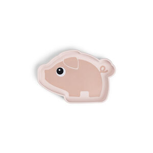 Assiette cochon ventousée en silicone Pigee rose 