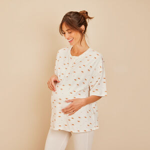 Oversize T-shirt voor zwangerschap en borstvoeding met zonnenprint 