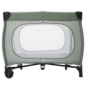 Vouwbaar Quilty speelbox met net en groene wieltjes 