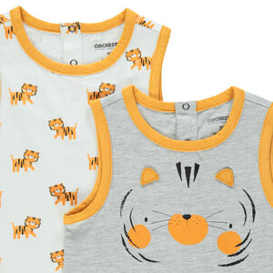 Lot de 2 débardeurs imprimé/uni à print fantaisie 