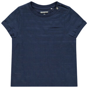 T-shirt met korte mouwen, in fantasy knit, met zak 