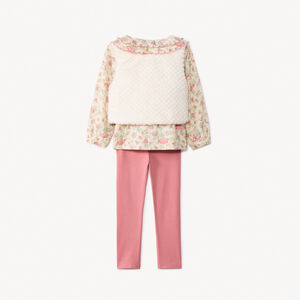 Lang 3-delig set met bloemenprint tuniek voor babymeisje 