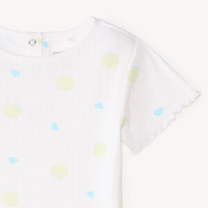 T-shirt manches courtes en maille côtelée imprimé fantaisie pour bébé fille 