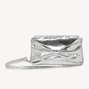 Schoudertas van metalliclook imitatieleder met strik voor meisjes 