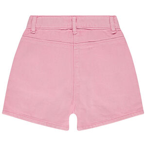 Short denim overdyed uni à boutons fille 