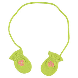 Moufles micropolaires reliés avec motif brodé 