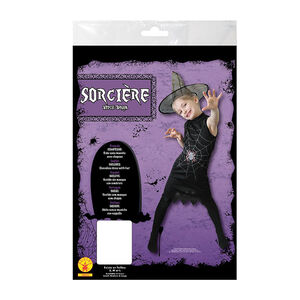 Heksenkostuum maat L zwart met spinnenwebprint en puntige hoed Rubie