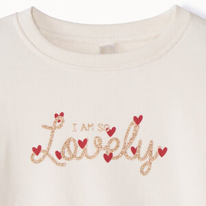 Sweatshirt in effen fleece met Love print voor babymeisje 