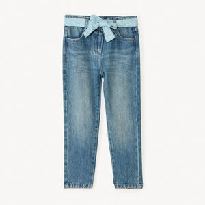 Jean avec ceinture fleurie à nouer pour fille 