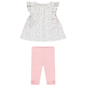 Ensemble 2 pièces avec tunique en broderie anglaise pour bébé fille 