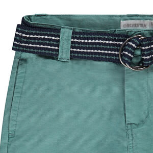 Bermuda van katoen met gestreepte riem en dubbele gespen voor jongens 