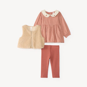3-delig meisjes babyset gilet + tuniek + legging 