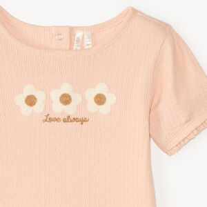 T-shirt manches courtes bébé fille broderie fleurie 