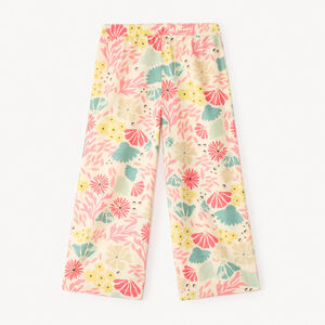 Pantalon fluide en toile imprimé fleuri pour fille 