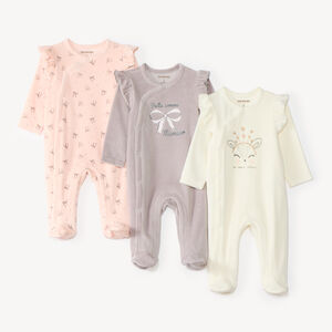 Set van 3 baby meisjes pyjama's van fluweel met een fantasiepatroon (afwerking verschilt per leeftijd) 