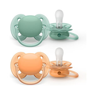 Sucette silocone Ultra Soft +0m - Cognac/Vert - 2 pièces 