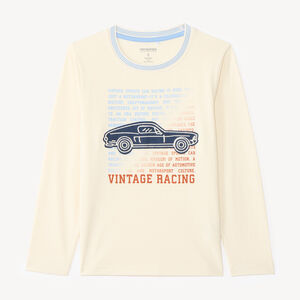 T-shirt met lange mouwen voor jongens met vintage geborduurde auto 