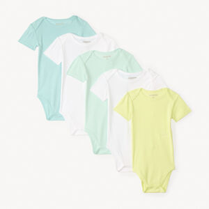 Lot de 5 bodies manches courtes unis pour bébé garçon 