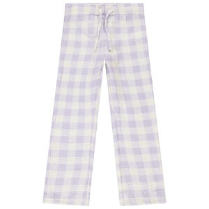 Set pyjama long bi-matière à carreaux vichy fille 