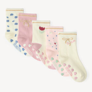Set van 5 paar antislip sokken voor meisjes met fantasiepatronen. 
