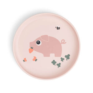Assiette antidérapante foodie Tiny Farm rose 