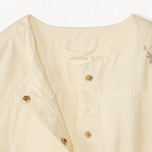 Veste manches longues en denim uni brodée fille 