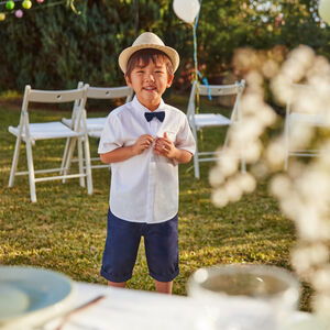 Korte mouwen ceremonieoverhemd + vlinderdas voor jongen 