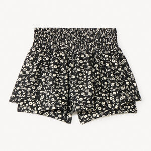 Jupe-short avec taille smockée imprimé fleuri pour fille 