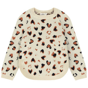 Trui in jacquard met patroon van tachet harten voor meisjes 