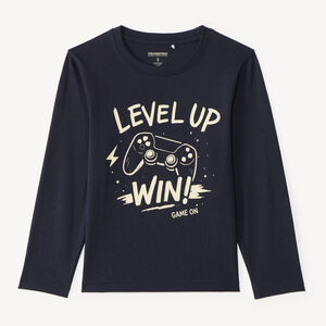 T-shirt met lange mouwen sportprint voor jongens 