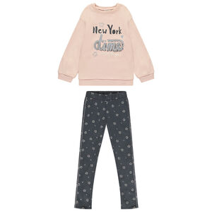 Joggingensemble fleece met bloemen voor meisjes 