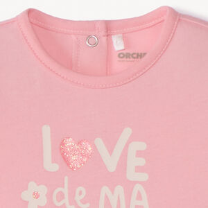 Pyjama in jersey met print voor meisjes, met lange mouwen en gesloten voetjes 