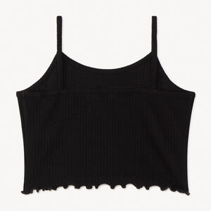 Débardeur court effet côtelé à broderie fille 