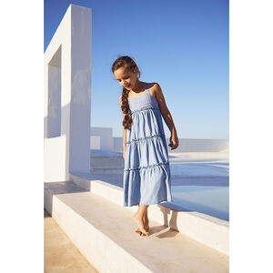 Robe longue en lyocell buste brodé pour fille 