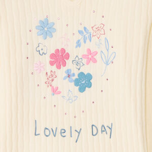 Geribbelde lange mouwen T-shirt met borduring meisjes 