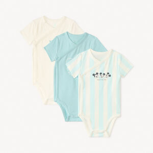 Set van 3 korte mouw Mickey Disney rompertjes voor baby jongens (verschillende openingen afhankelijk van de leeftijd) 