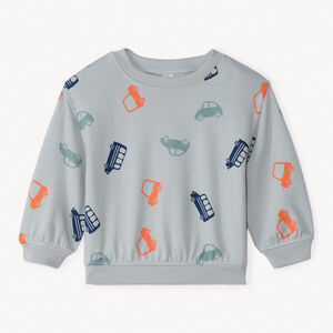 Oversized fleece sweatshirt met voertuigenprint voor babyjongen 
