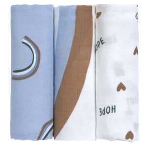 Set van 3 tetradoeken 80x80cm Happy Rascals Sky Blue 