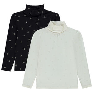Lot de 2 sous-pulls imprimés cœurs pour fille 