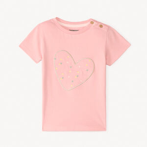 Korte mouwen T-shirt met hartjesborduring voor babymeisjes 
