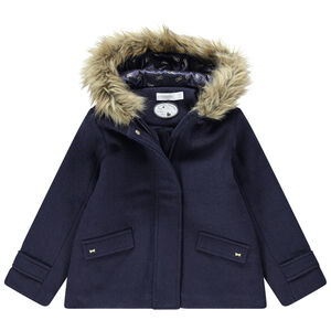 Wollen mantel met sherpavoering 