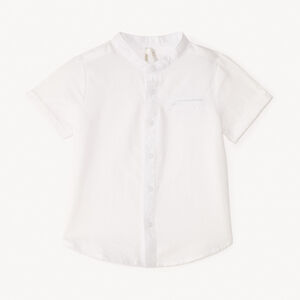 Korte mouwen effen hemd met mao-kraag voor jongen 